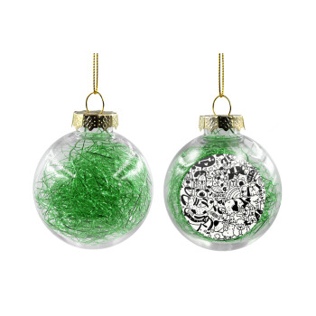 Σκυλάκια, Χριστουγεννιάτικη μπάλα δένδρου διάφανη με πράσινο γέμισμα 8cm