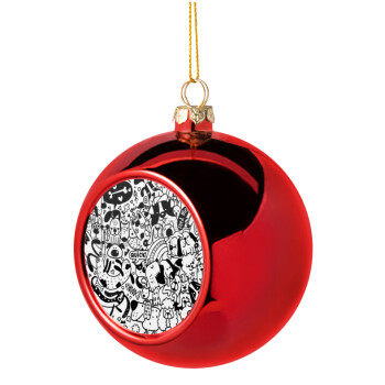 DOG pattern, Χριστουγεννιάτικη μπάλα δένδρου Κόκκινη 8cm
