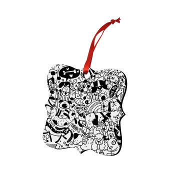 DOG pattern, Christmas ornament polygon wooden 7.5cm