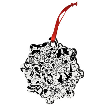 DOG pattern, Christmas ornament snowflake wooden 7.5cm