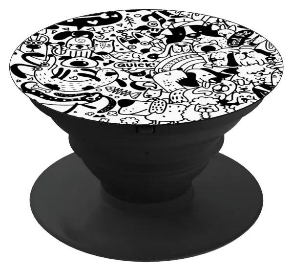 DOG pattern — Phone Holders Stand  Black Hand-held Mobile Phone Holder