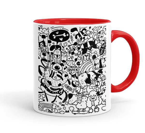 DOG pattern — Mug colored red, ceramic, 330ml
