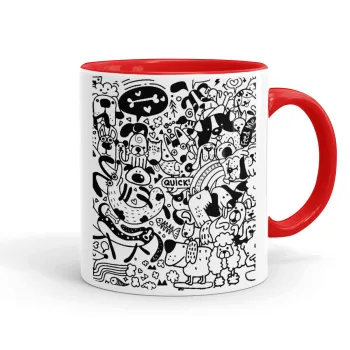 DOG pattern, Mug colored red, ceramic, 330ml