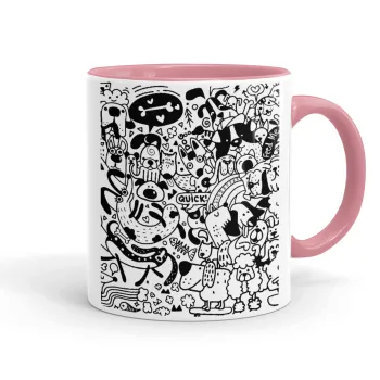 DOG pattern, Mug colored pink, ceramic, 330ml