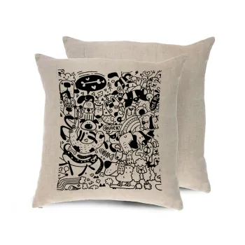 DOG pattern, Μαξιλάρι καναπέ ΛΙΝΟ 40x40cm περιέχεται το  γέμισμα