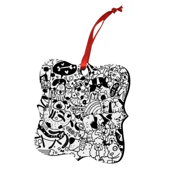 DOG pattern, Christmas ornament polygon wooden 7.5cm