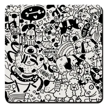 DOG pattern, Τετράγωνο μαγνητάκι ξύλινο 9x9cm