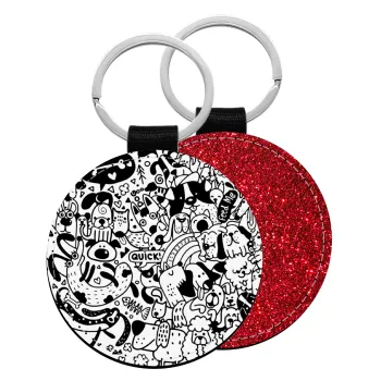 Σκυλάκια, Μπρελόκ Δερματίνη, στρογγυλό ΚΟΚΚΙΝΟ (5cm)