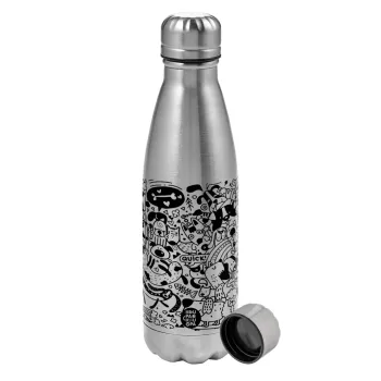 DOG pattern, Metallic water bottle, stainless steel, 750ml