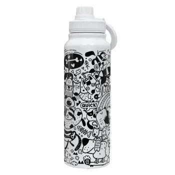 Σκυλάκια, Θερμός 1L Ανοξείδωτο με Βάση Κινητού & Διπλά Τοιχώματα