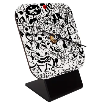 Σκυλάκια, Επιτραπέζιο ρολόι ξύλινο με δείκτες (10cm)