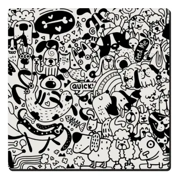 Σκυλάκια, Τετράγωνο μαγνητάκι ξύλινο 6x6cm