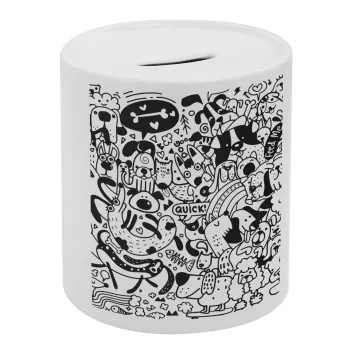 Σκυλάκια, Κουμπαράς πορσελάνης με τάπα