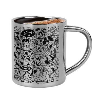 DOG pattern, Double-wall metal cup for espresso (220ml)
