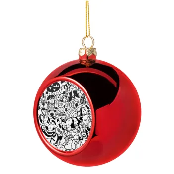 DOG pattern, Christmas tree ball Red 8cm