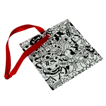 Σκυλάκια, Στολίδι Χριστουγεννιάτικο στολίδι γυάλινο τετράγωνο 9x9cm