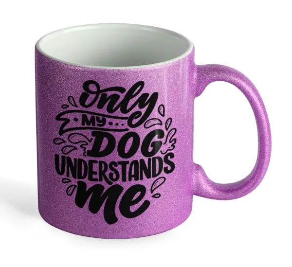 Only my DOG — Κούπα Μωβ Glitter που γυαλίζει, κεραμική, 330ml