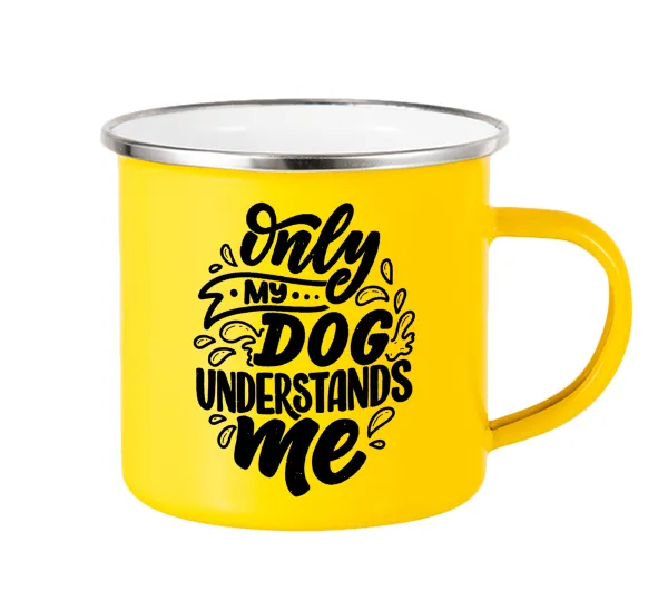 Only my DOG — Yellow Enamel Metallic Cup 360ml