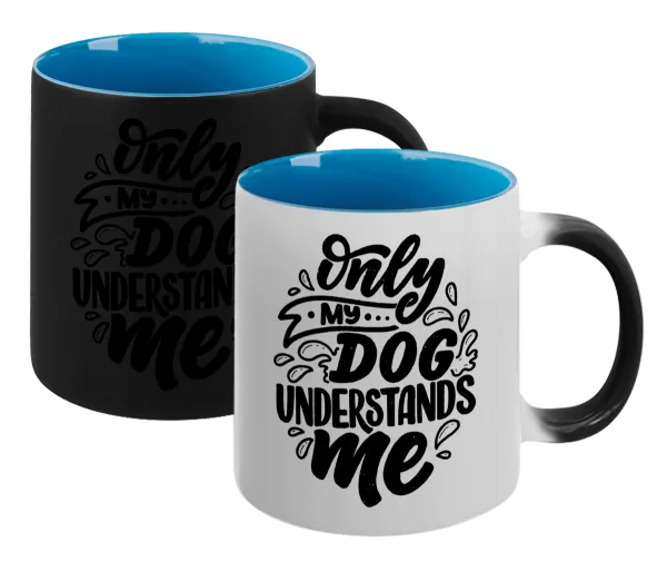 Only my DOG — Magic mug with blue interior, ceramic, 330ml, changes colour with hot drinks
