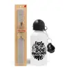 Easter Set, metallic aluminum water bottle (500ml) & aromatic flat Easter candle (30cm) (GRAY)