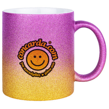 Concarda, Κούπα Χρυσή/Ροζ Glitter, κεραμική, 330ml