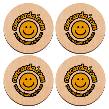Concarda, ΣΕΤ x4 Σουβέρ ξύλινα στρογγυλά plywood (9cm)
