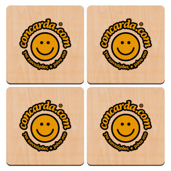 Concarda, ΣΕΤ x4 Σουβέρ ξύλινα τετράγωνα plywood (9cm)