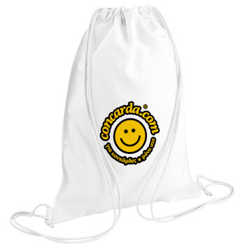 Concarda, Τσάντα πλάτης πουγκί GYMBAG λευκή (28x40cm)