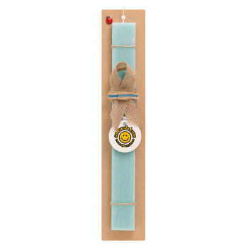 Concarda, Easter Set, wooden keychain & aromatic flat Easter candle (30cm) (TURQUOISE)