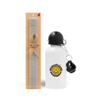 Concarda, Easter Set, metallic aluminum water bottle (500ml) & aromatic flat Easter candle (30cm) (GRAY)