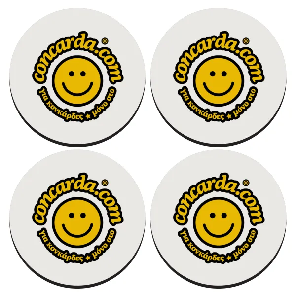 Concarda — SET of 4 round wooden coasters (9cm)