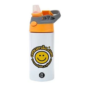 Concarda, Παιδικό παγούρι θερμό, ανοξείδωτο, με καλαμάκι ασφαλείας, Πορτοκαλί/Γκρι (360ml) BPA-FREE