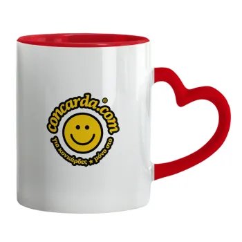 Concarda, Mug heart red handle, ceramic, 330ml