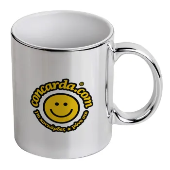 Concarda, Mug ceramic, silver mirror, 330ml