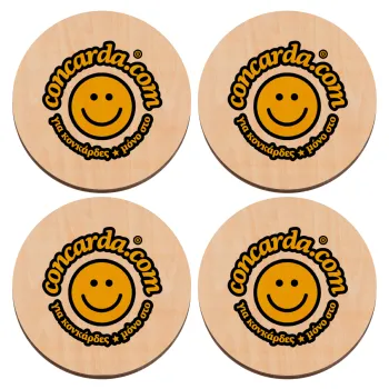 Concarda, ΣΕΤ x4 Σουβέρ ξύλινα στρογγυλά plywood (9cm)