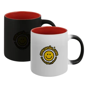 Concarda, Κούπα Μαγική εσωτερικό κόκκινο, κεραμική, 330ml που αλλάζει χρώμα με το ζεστό ρόφημα