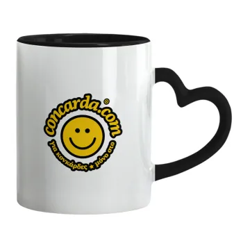 Concarda, Mug heart black handle, ceramic, 330ml