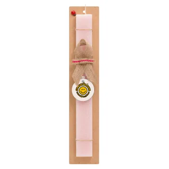 Concarda, Easter Set, wooden keychain & scented flat Easter candle (30cm) (PINK)