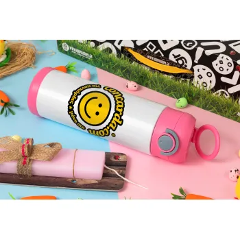 Concarda, Easter candle, Childrens hot water bottle, stainless steel, with safety straw, PINK (500ml)