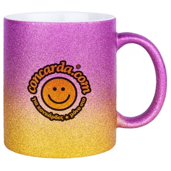 Concarda, Κούπα Χρυσή/Ροζ Glitter, κεραμική, 330ml