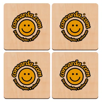 Concarda, ΣΕΤ x4 Σουβέρ ξύλινα τετράγωνα plywood (9cm)