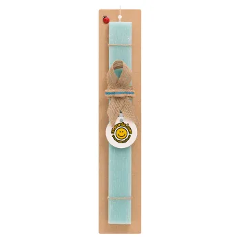 Concarda, Easter Set, wooden keychain & aromatic flat Easter candle (30cm) (TURQUOISE)