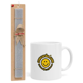 Concarda, Easter Set, Ceramic Cup (330ml) & Easter aromatic flat candle (30cm) (GRAY)