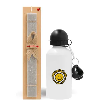 Concarda, Easter Set, metallic aluminum water bottle (500ml) & aromatic flat Easter candle (30cm) (GRAY)