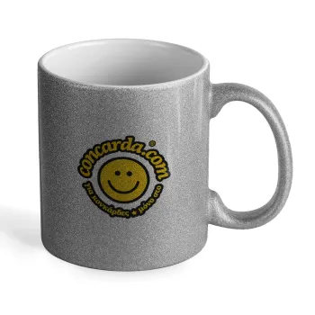 Concarda, Κούπα Ασημένια Glitter που γυαλίζει, κεραμική, 330ml