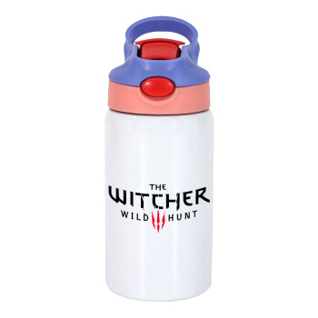 The witcher III wild hunt, Children's hot water bottle, stainless steel, with safety straw, pink/purple (350ml)