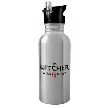 The witcher III wild hunt, Water bottle Silver with straw, stainless steel 600ml