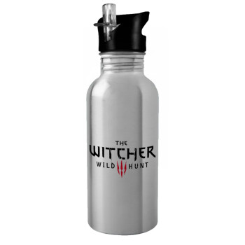 The witcher III wild hunt, Water bottle Silver with straw, stainless steel 600ml