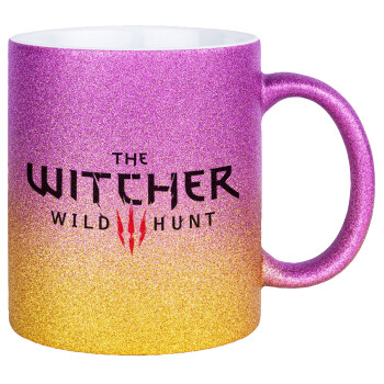 The witcher III wild hunt, Κούπα Χρυσή/Ροζ Glitter, κεραμική, 330ml