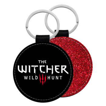 The witcher III wild hunt, Μπρελόκ Δερματίνη, στρογγυλό ΚΟΚΚΙΝΟ (5cm)